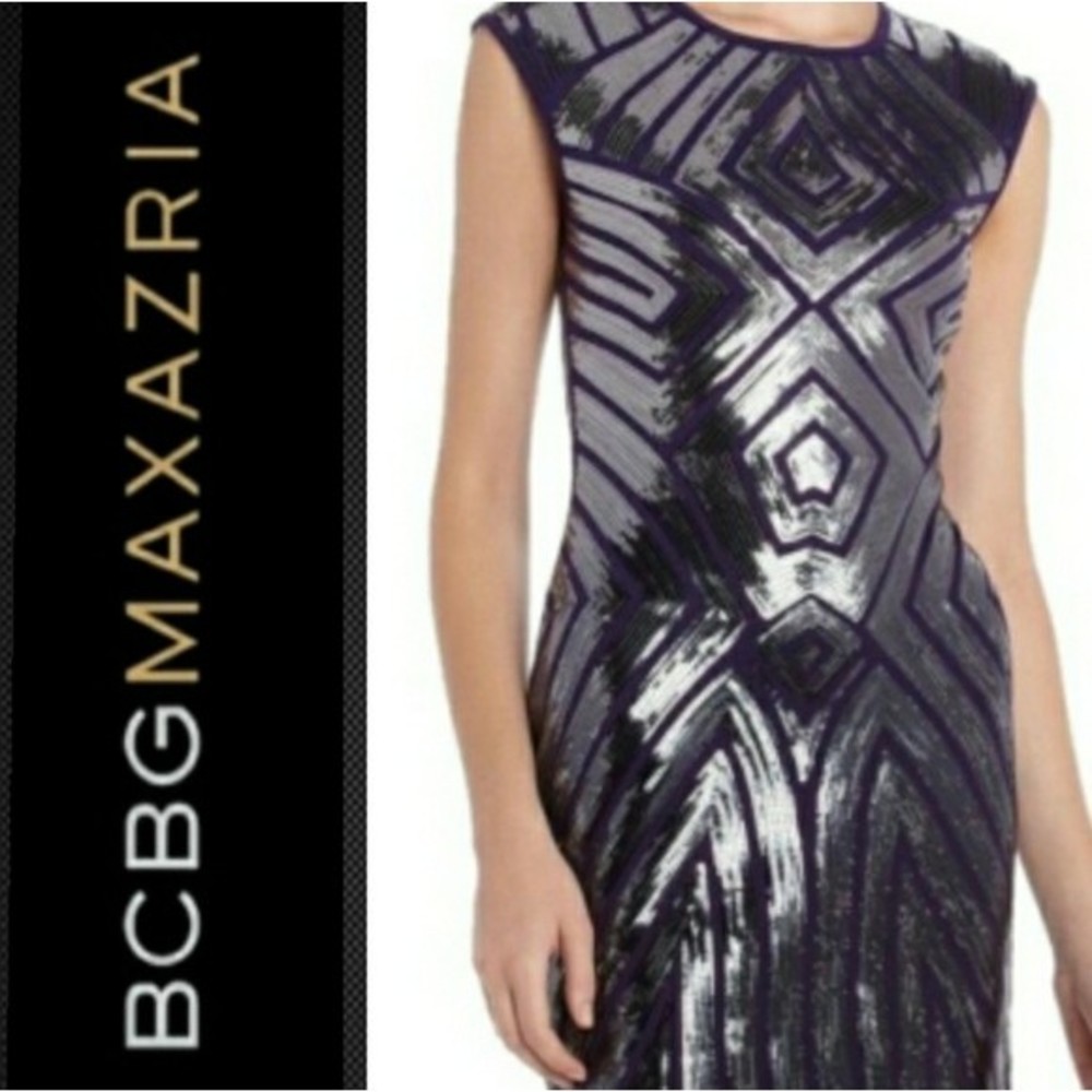 BCBGMAXAZRIA DRESS FULLY SEQUINED BODYCON MINI SMALL WOMENS SMALL